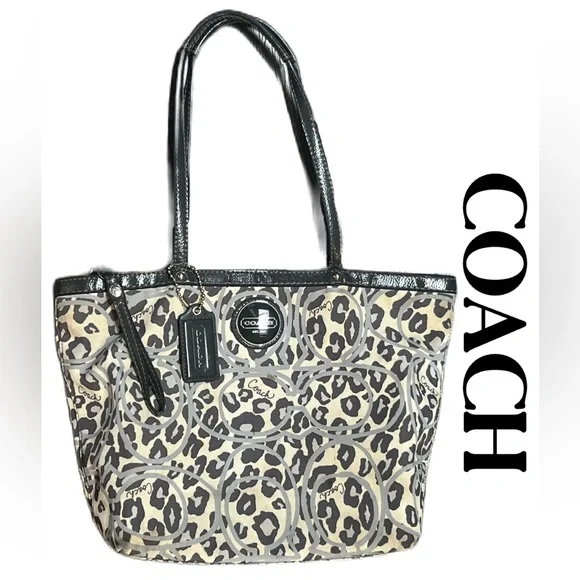 Coach Animal Print Tote - Cream & Gray - Picture 1 of 16